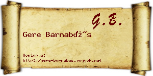Gere Barnabás névjegykártya