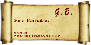 Gere Barnabás névjegykártya